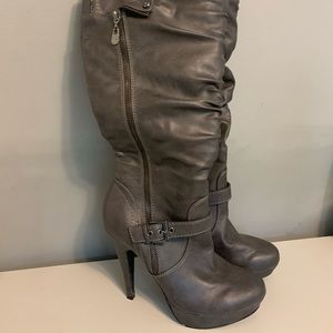 Tall grey boot heels